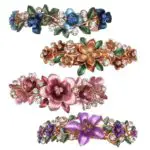 4 Luxurious Flower French Barrettes Clip For Thick Hair