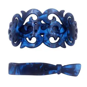 Large Blue Marble Pattern Barrettes For Thick Hair